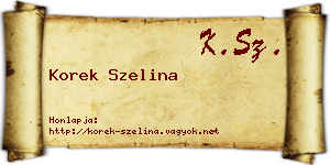 Korek Szelina névjegykártya